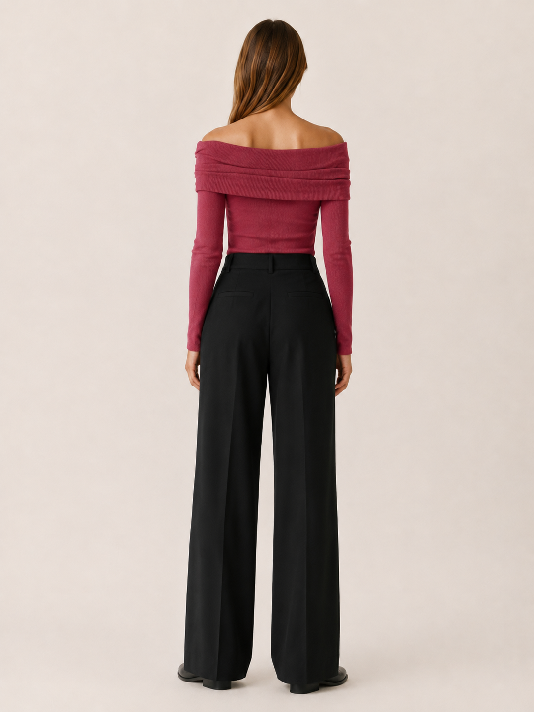 Serilda | Off Shoulder Top with Foldover Neckline and Long Sleeves
