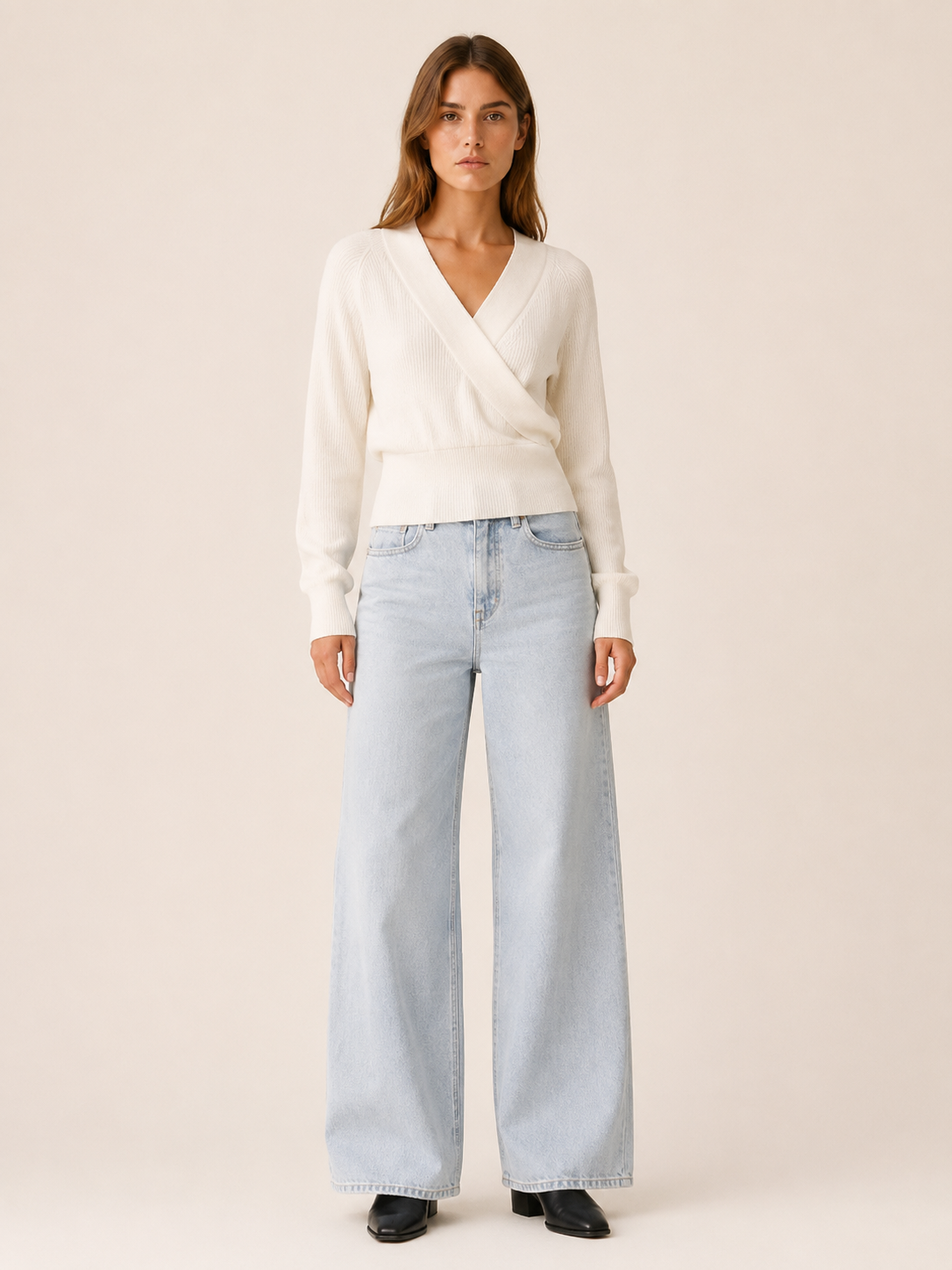 Sidonie | Cropped Jumper with Wrap Front and V-Neck