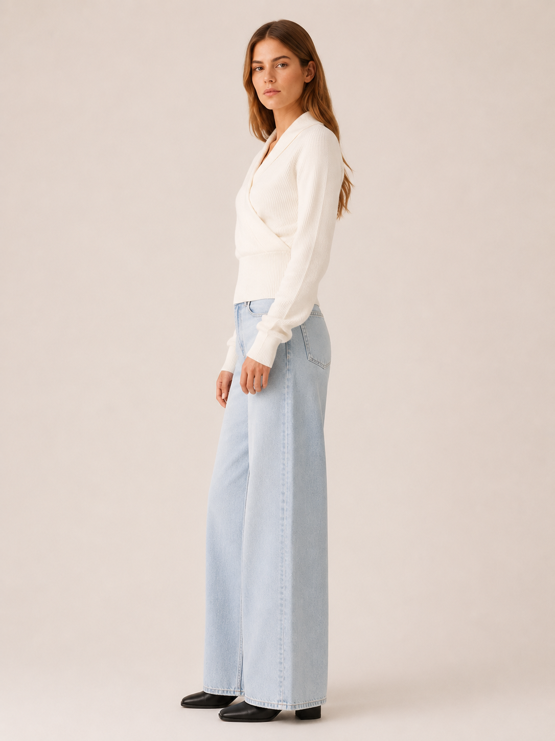 Sidonie | Cropped Jumper with Wrap Front and V-Neck