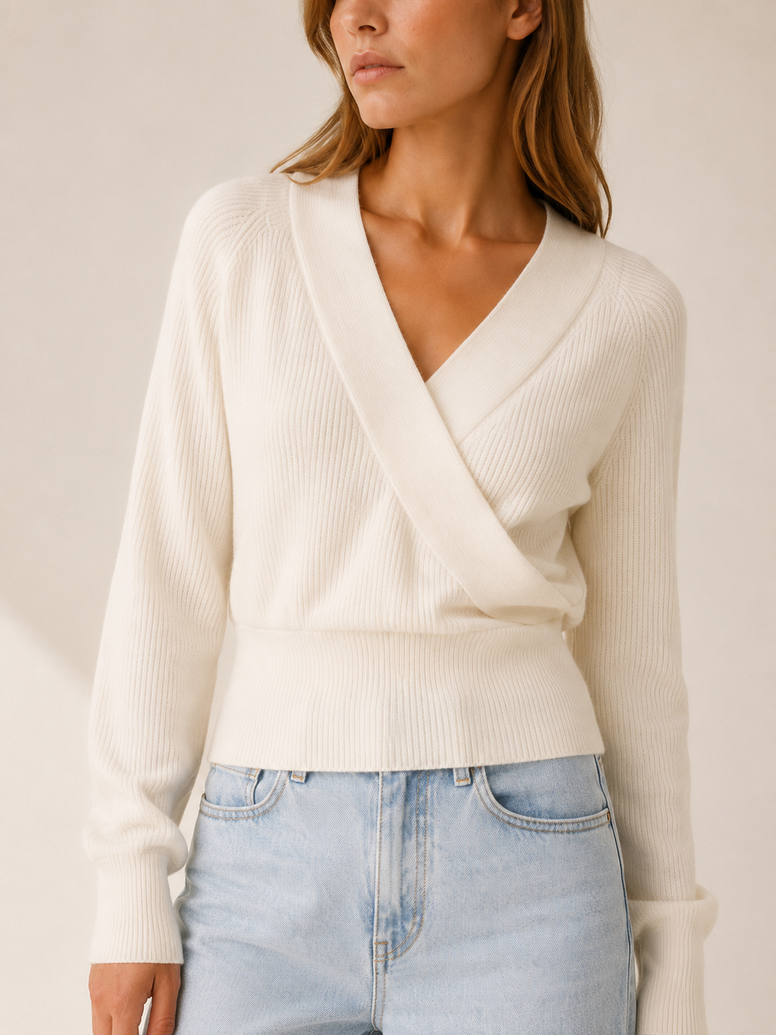 Sidonie | Cropped Jumper with Wrap Front and V-Neck
