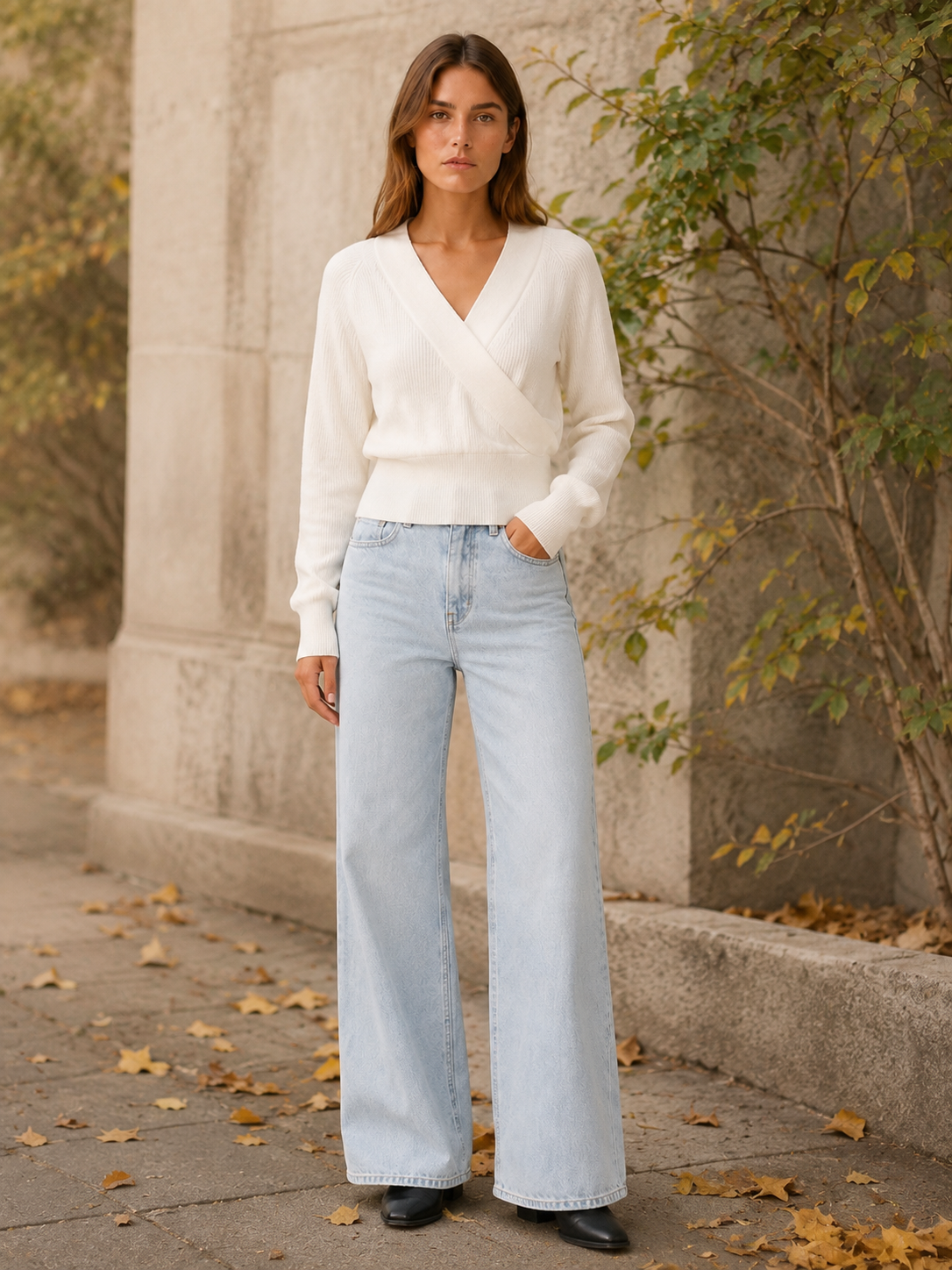 Sidonie | Cropped Jumper with Wrap Front and V-Neck