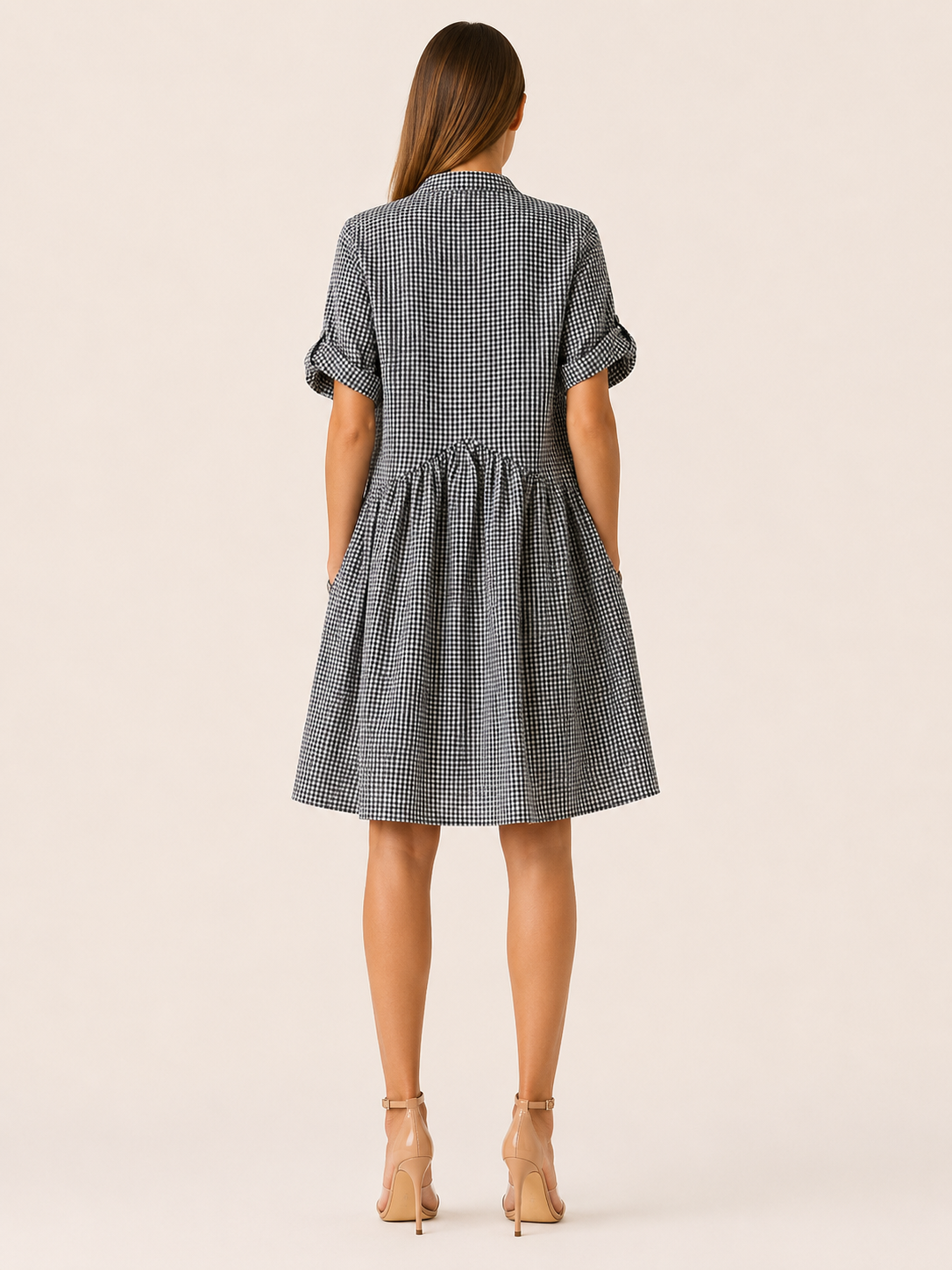 Sivara | Gingham Mini Dress with Button Front
