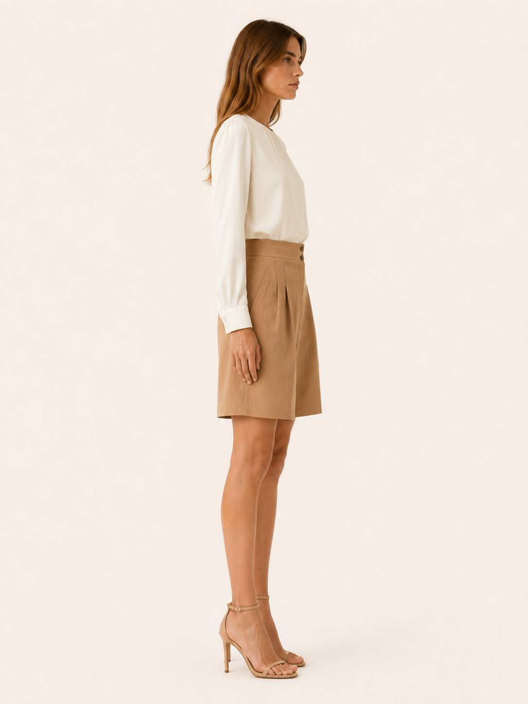 Sonnet | High Waist Pleated Shorts with Wide Leg Tailored Fit