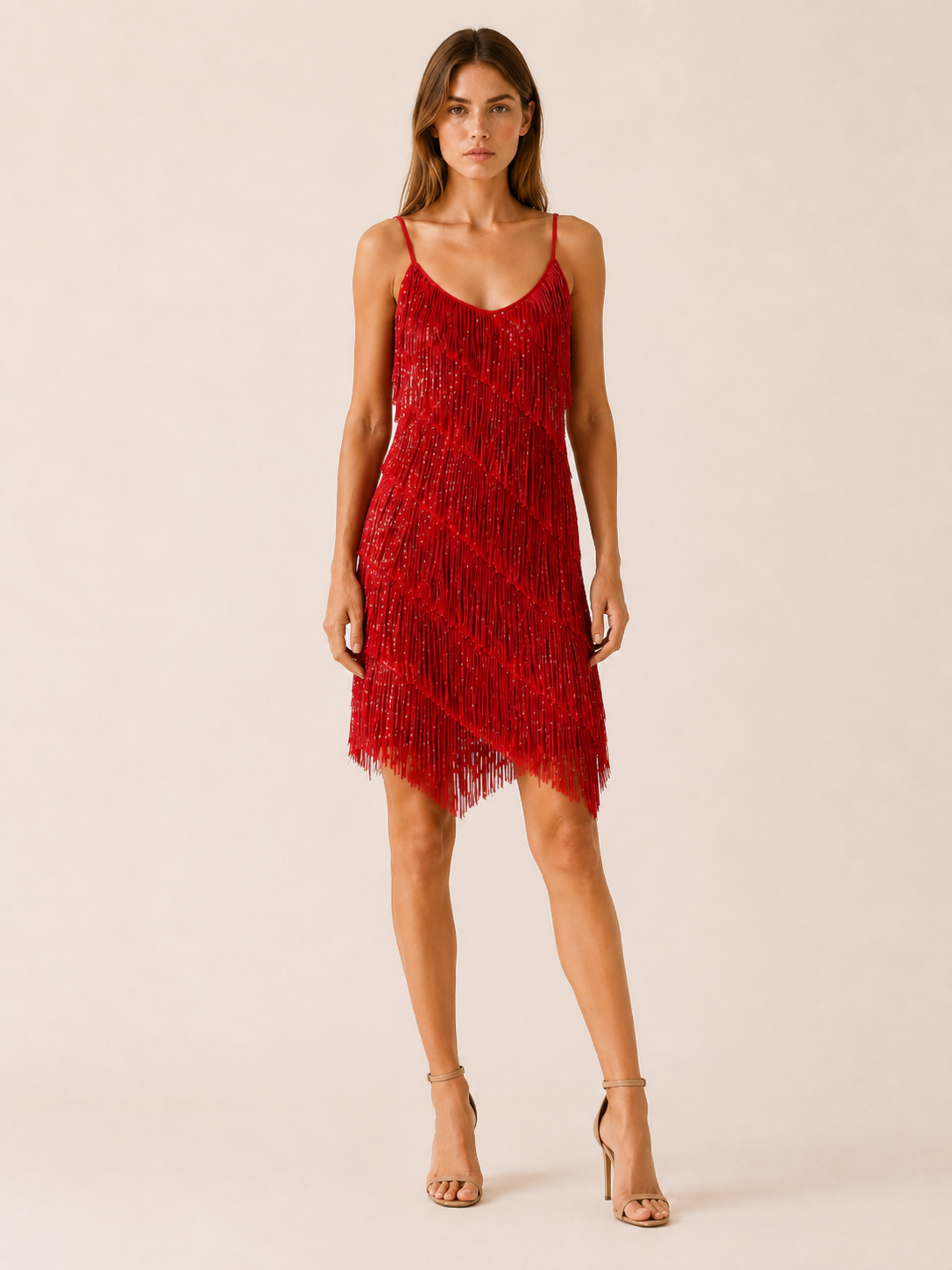 Soraya | Fringe Mini Dress with Halter Neck