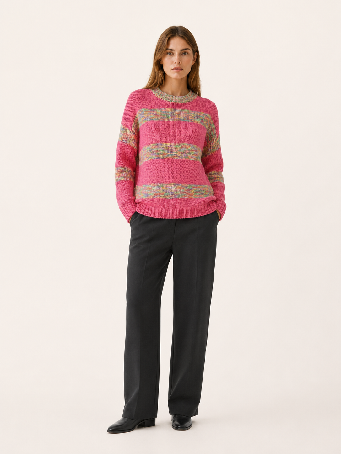 Sybella | Striped Jumper with Round Neck and Relaxed Fit
