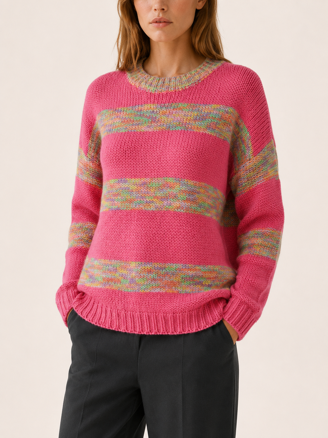 Sybella | Striped Jumper with Round Neck and Relaxed Fit