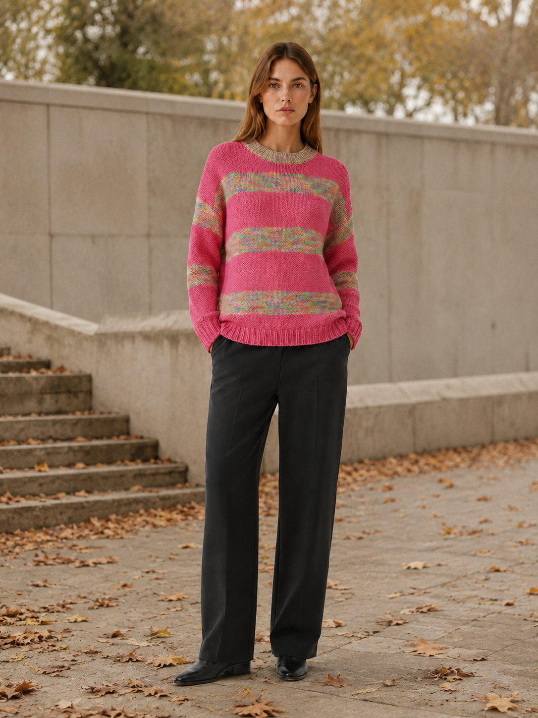 Sybella | Striped Jumper with Round Neck and Relaxed Fit
