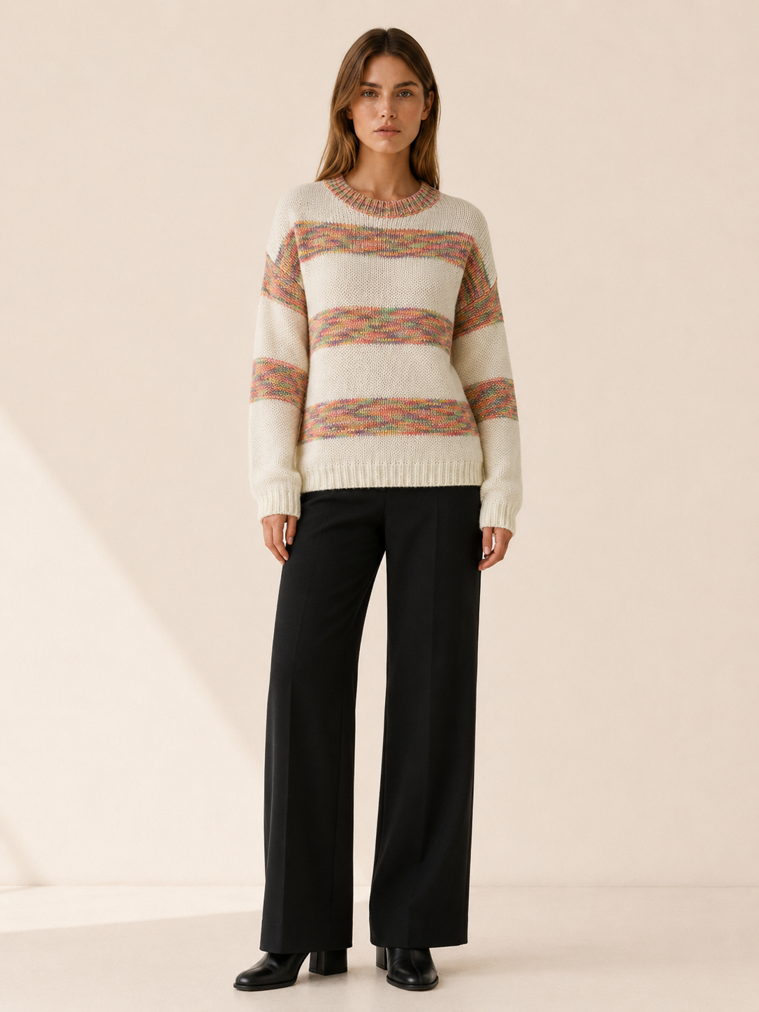 Sybella | Striped Jumper with Round Neck and Relaxed Fit