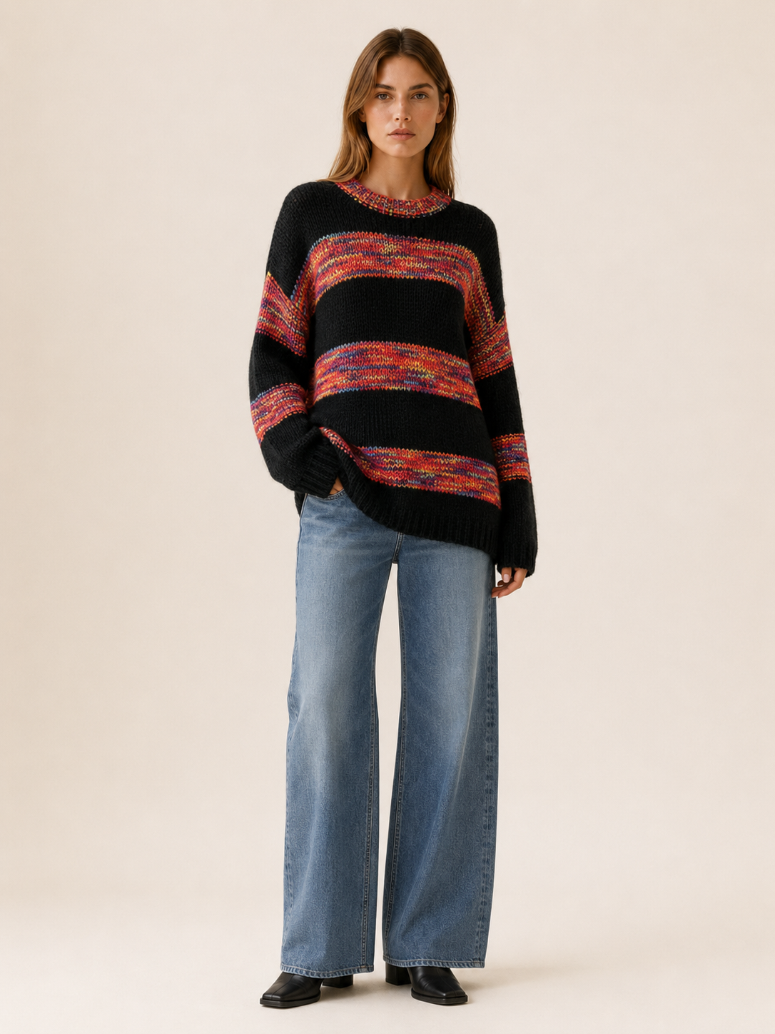 Sybella | Striped Jumper with Round Neck and Relaxed Fit