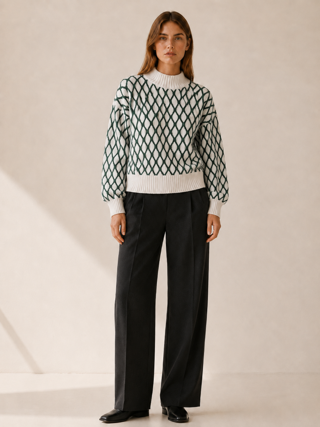 Talitha | Roll Neck Jumper with Geometric Pattern
