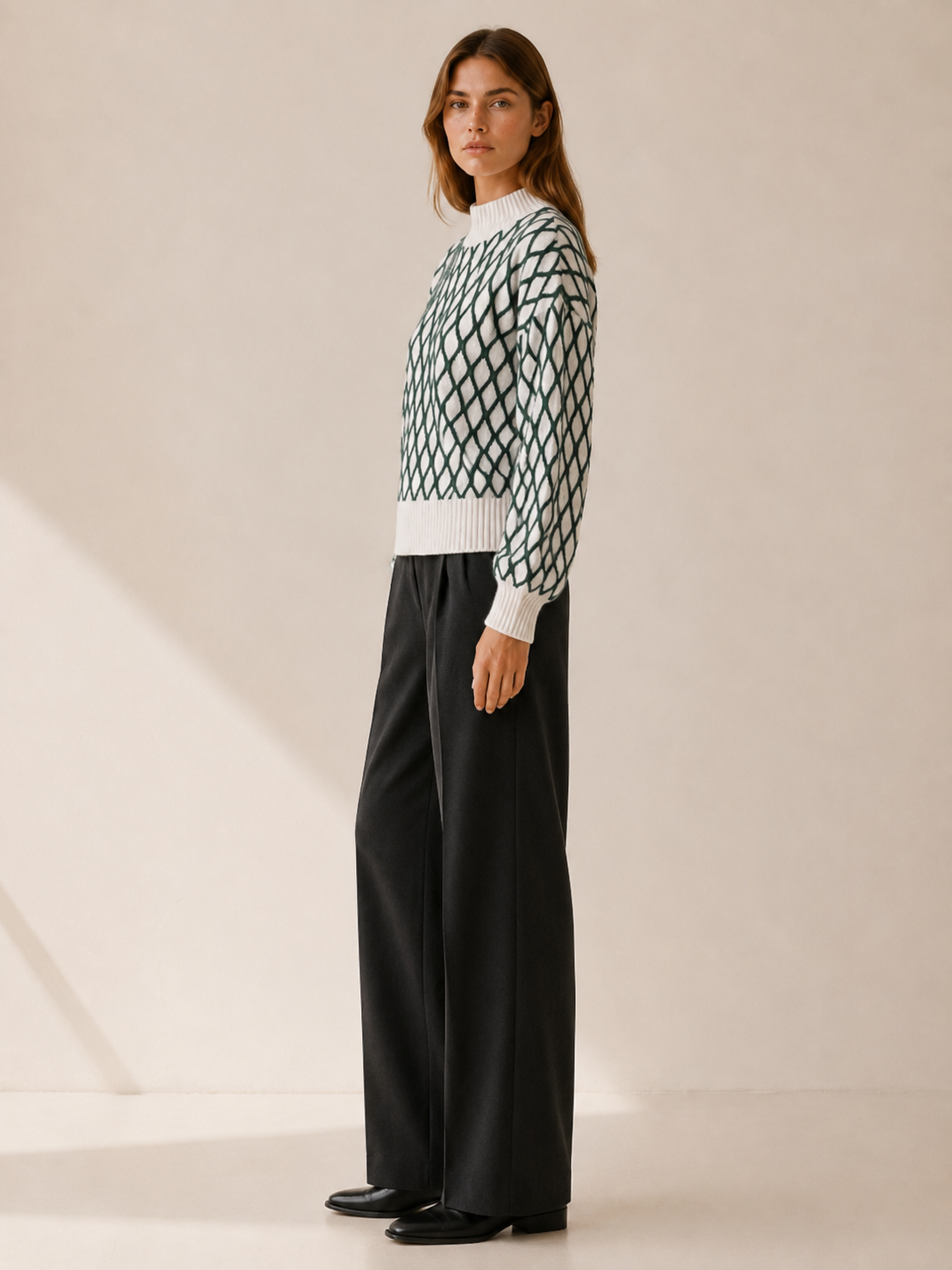 Talitha | Roll Neck Jumper with Geometric Pattern