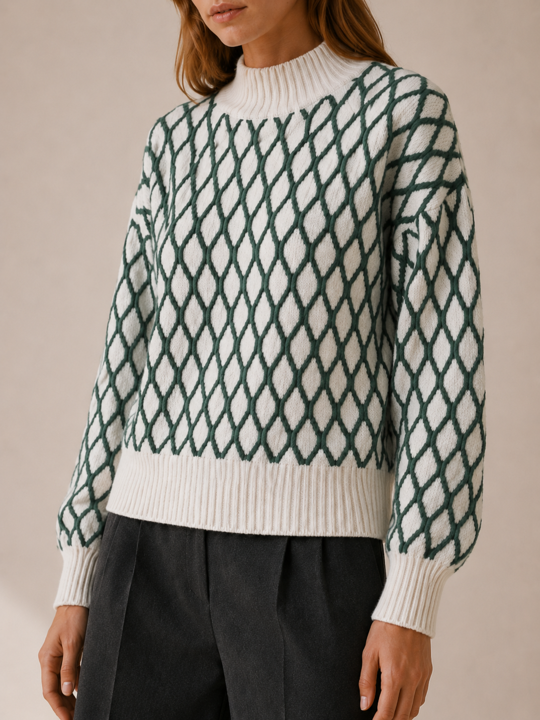 Talitha | Roll Neck Jumper with Geometric Pattern