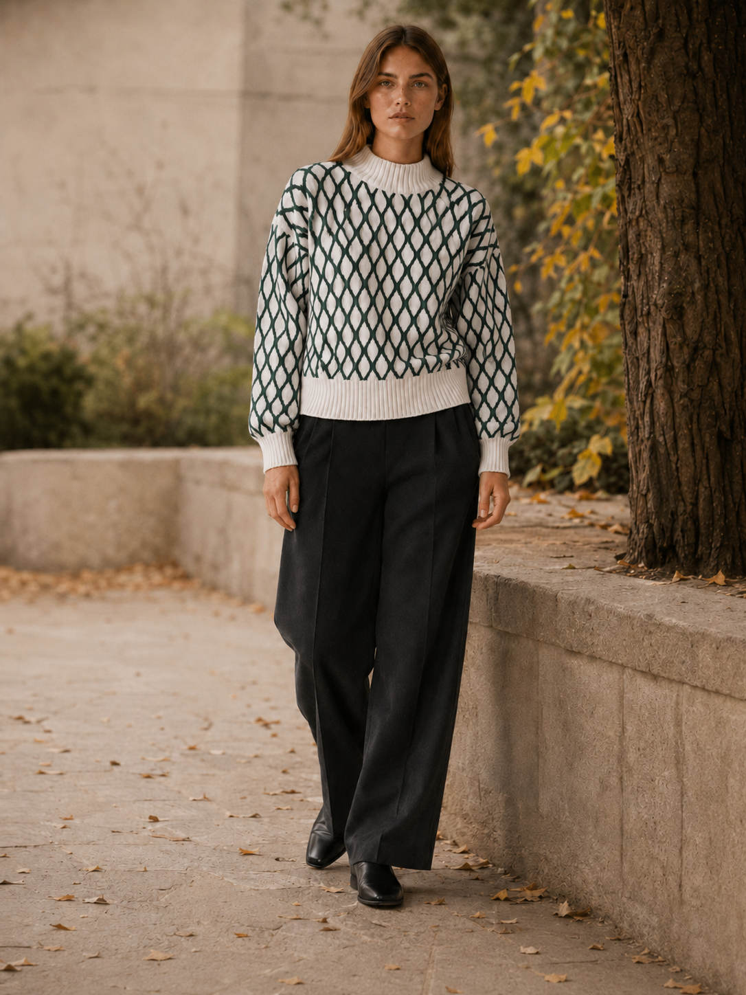 Talitha | Roll Neck Jumper with Geometric Pattern