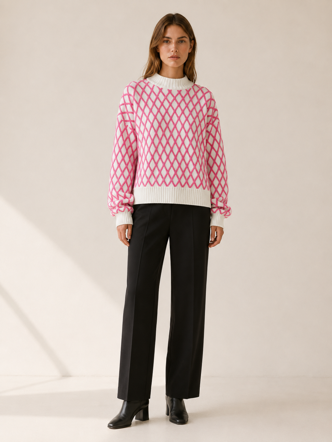 Talitha | Roll Neck Jumper with Geometric Pattern