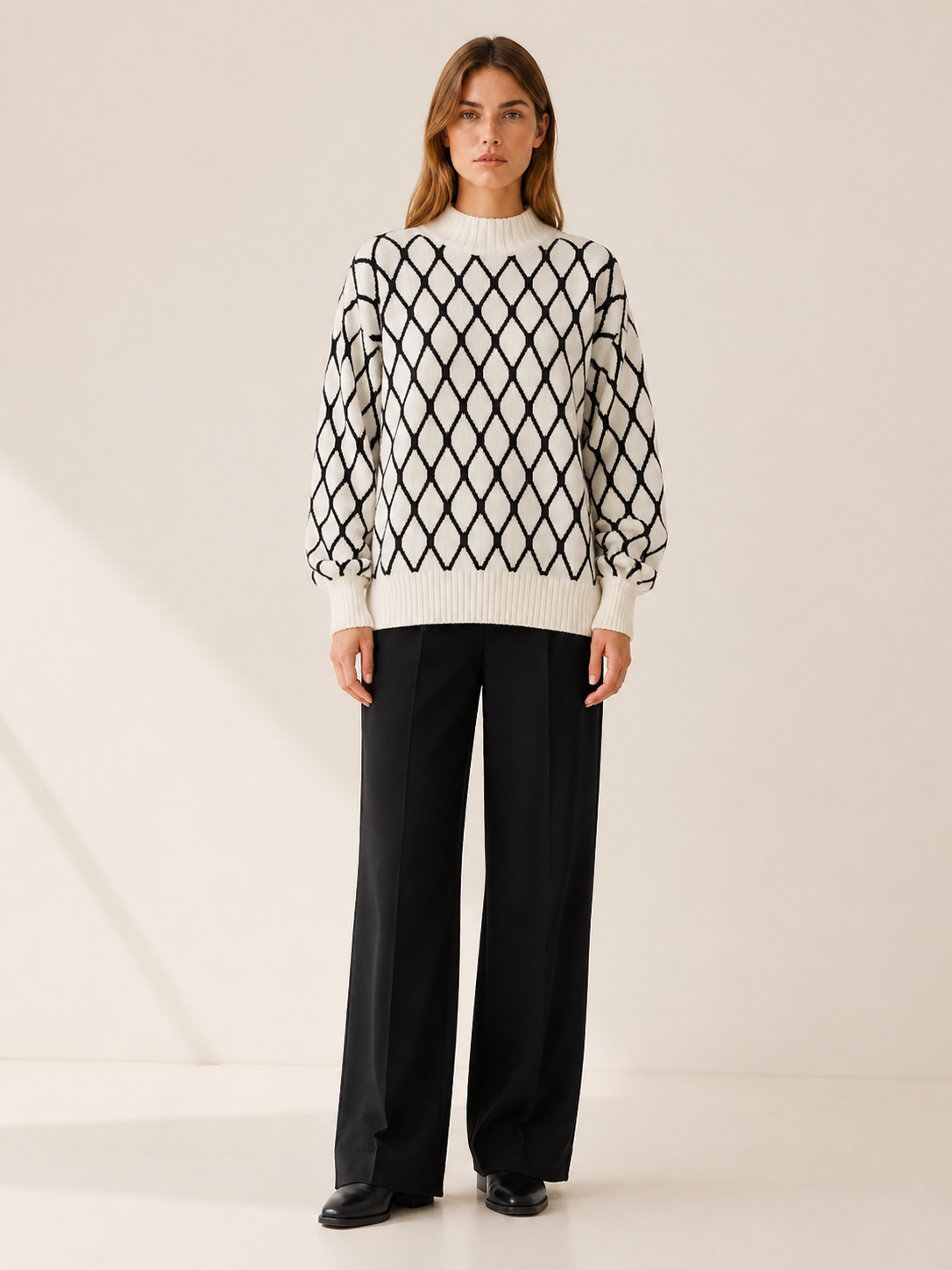 Talitha | Roll Neck Jumper with Geometric Pattern