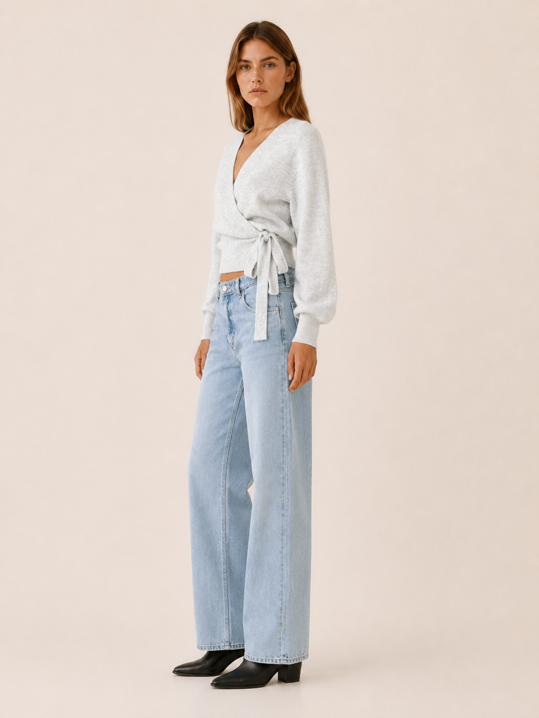 Talitha | V-Neck Jumper with Tie Waist and Wrap Front