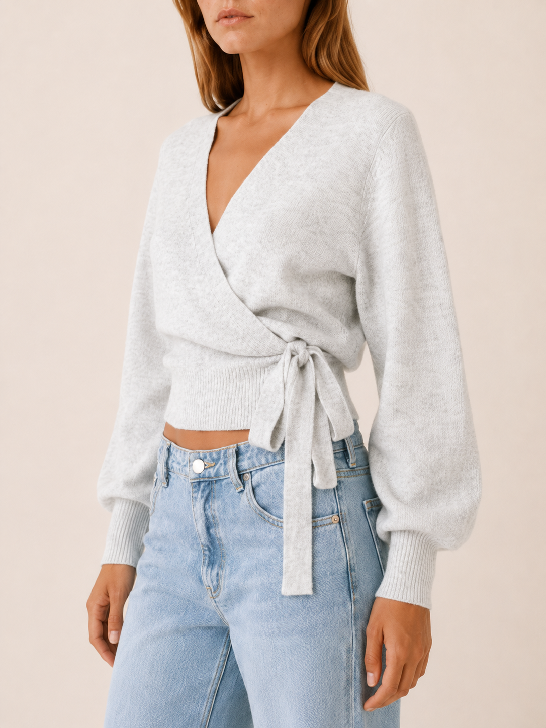 Talitha | V-Neck Jumper with Tie Waist and Wrap Front