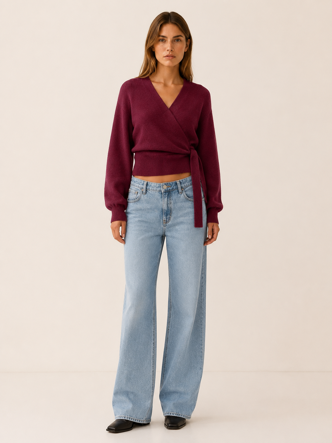 Talitha | V-Neck Jumper with Tie Waist and Wrap Front