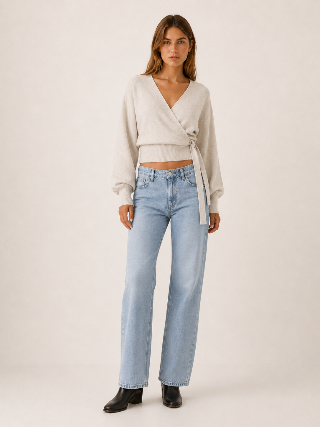 Talitha | V-Neck Jumper with Tie Waist and Wrap Front