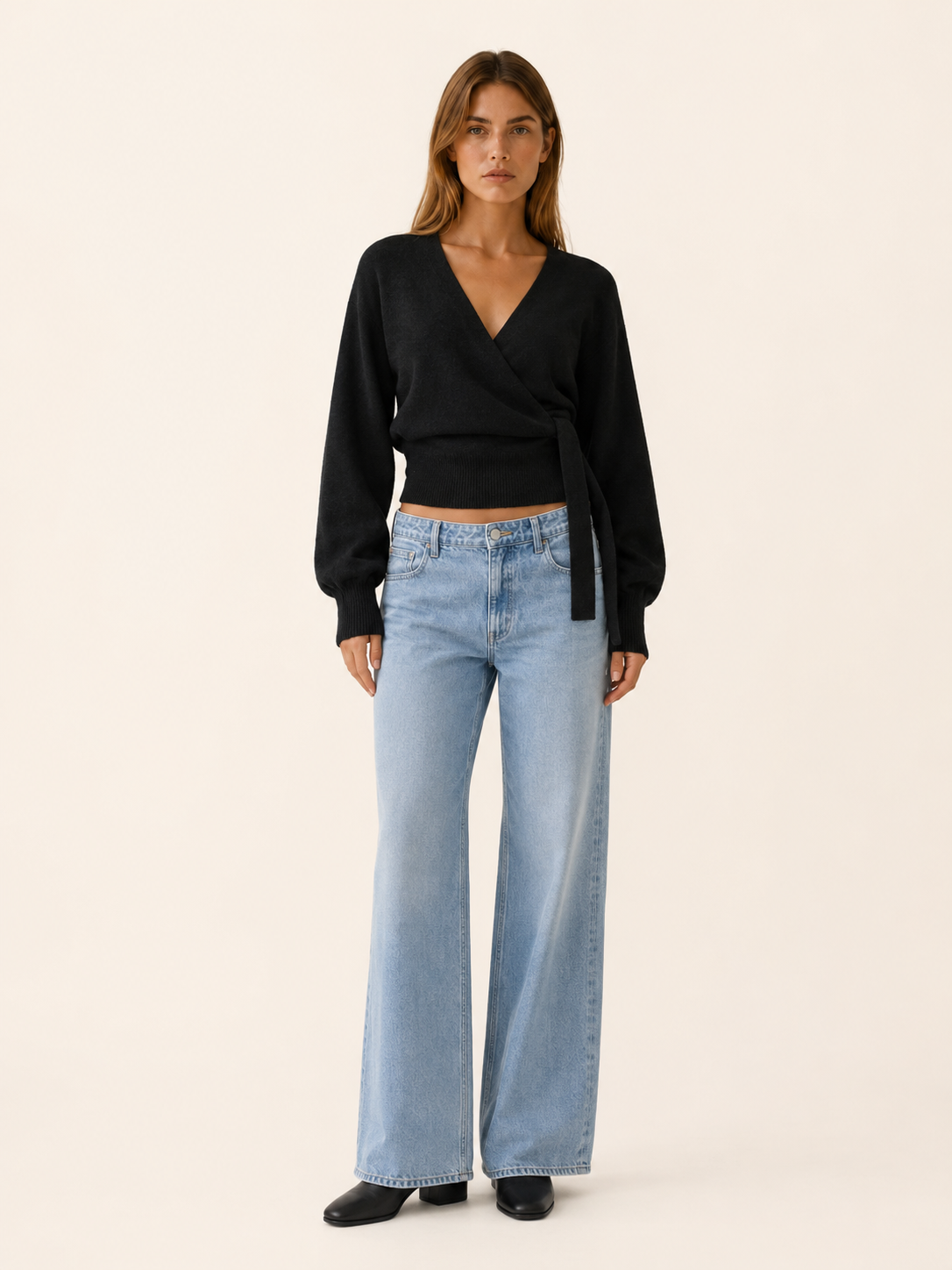 Talitha | V-Neck Jumper with Tie Waist and Wrap Front