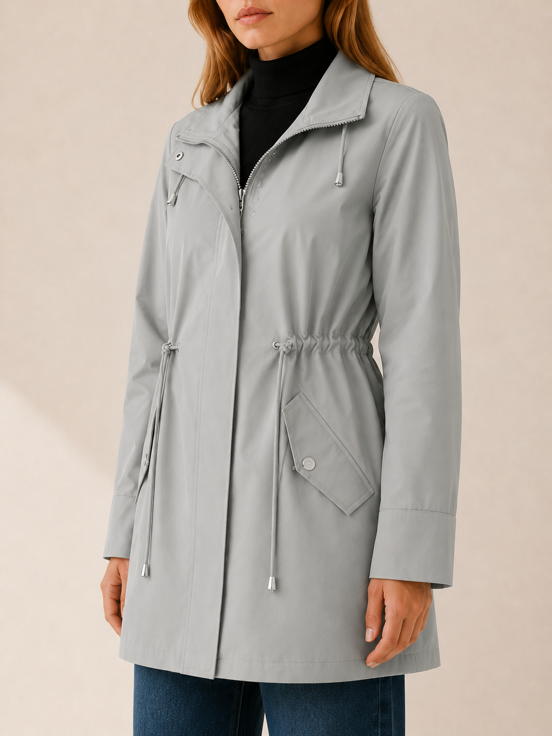 Tamsin | Women’s Short Trench Coat with Drawstring Waist