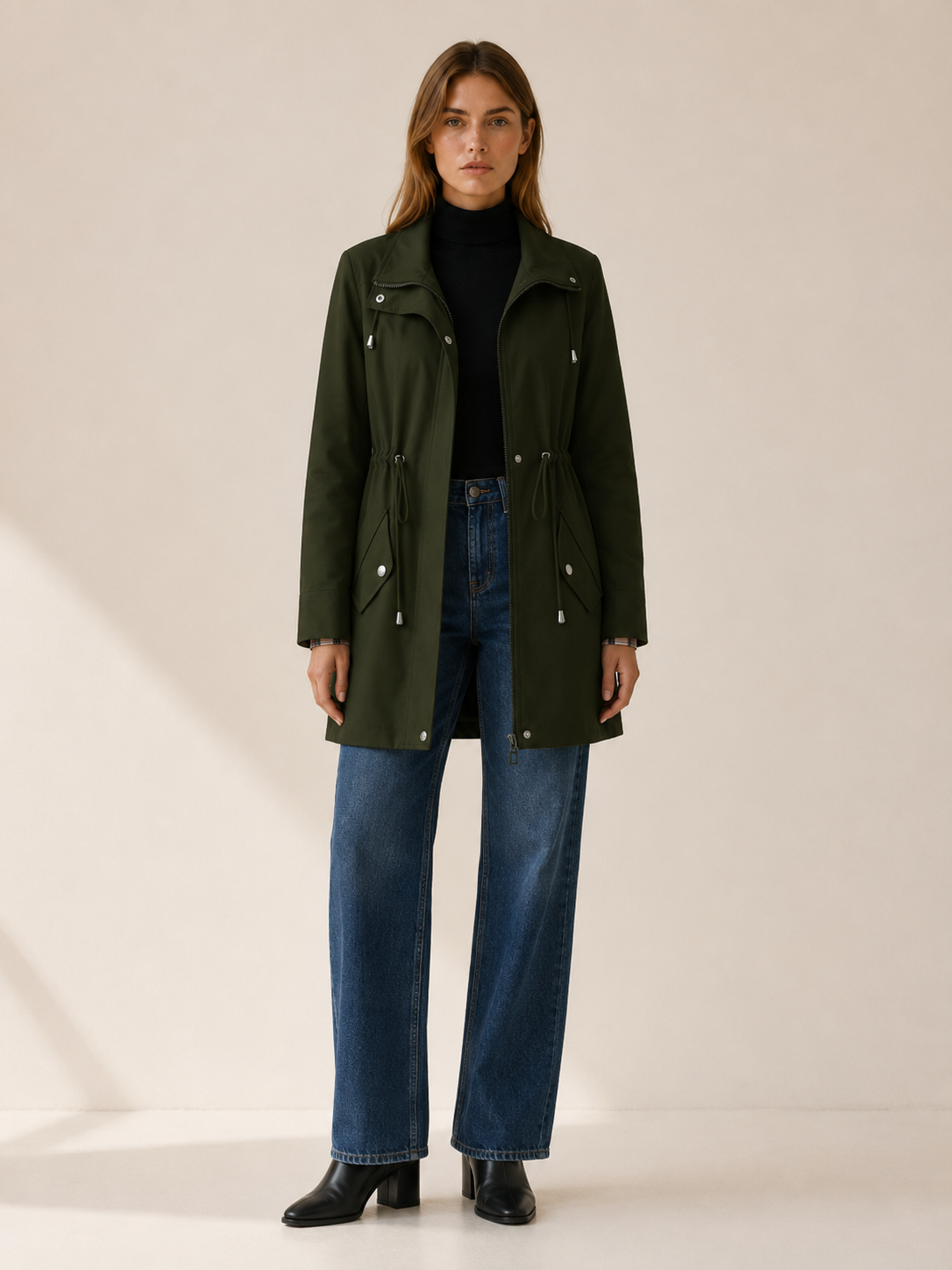 Tamsin | Women’s Short Trench Coat with Drawstring Waist