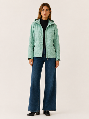 Tavrielle | Women's Leaf Print Hooded Rain Jacket