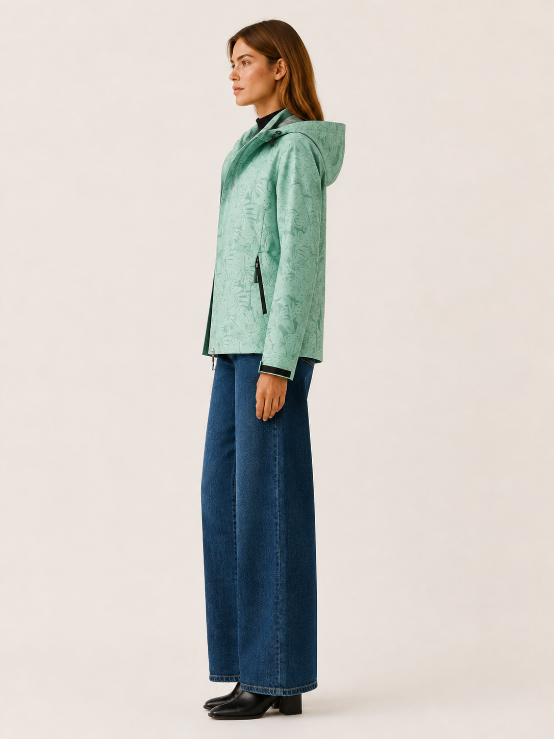 Tavrielle | Women's Leaf Print Hooded Rain Jacket