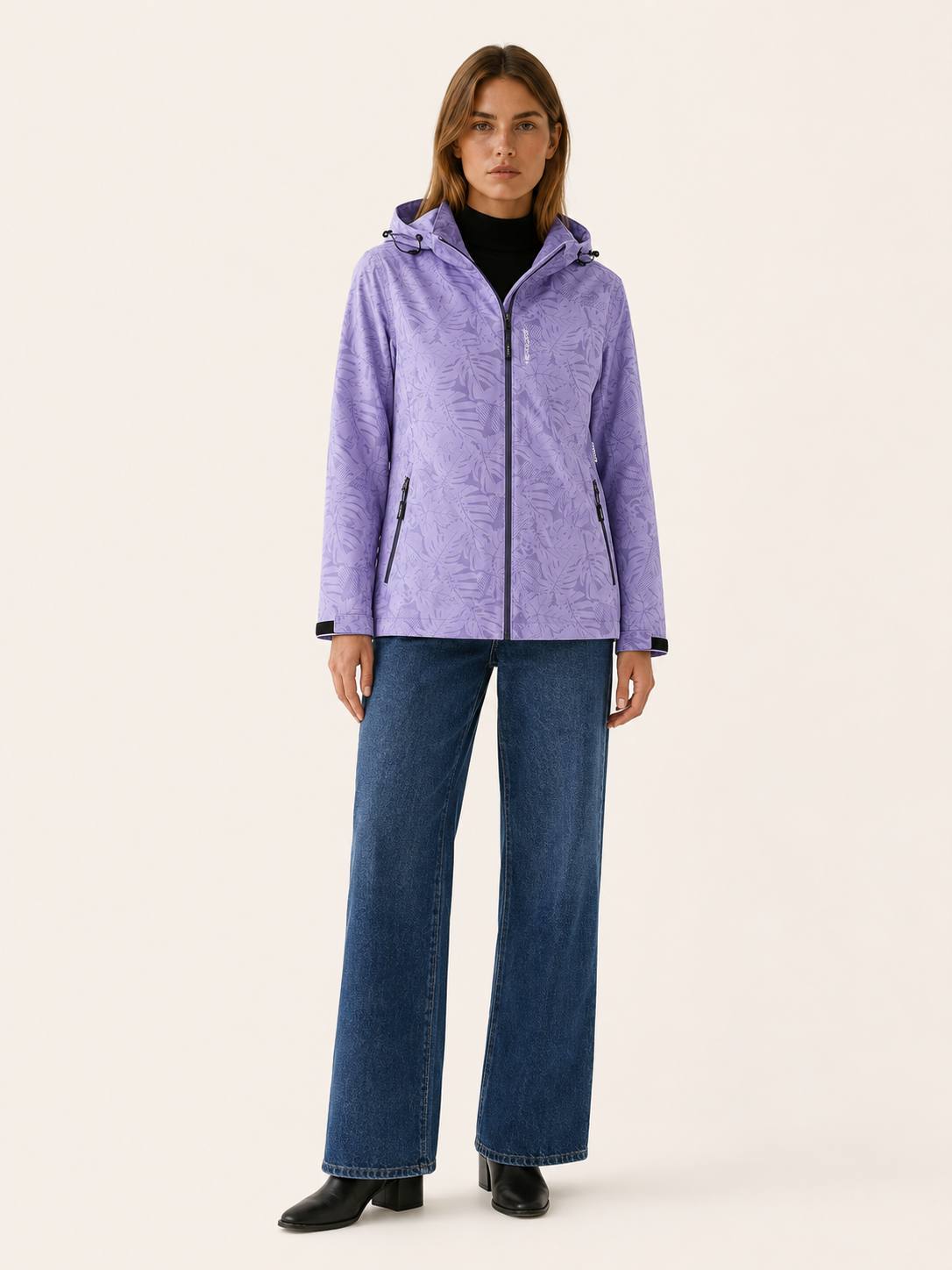 Tavrielle | Women's Leaf Print Hooded Rain Jacket