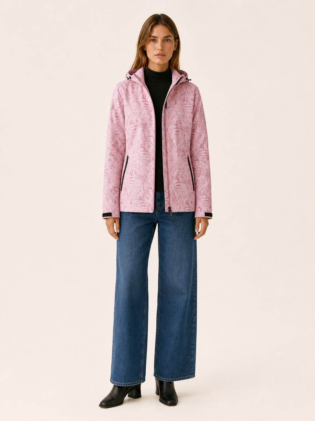 Tavrielle | Women's Leaf Print Hooded Rain Jacket