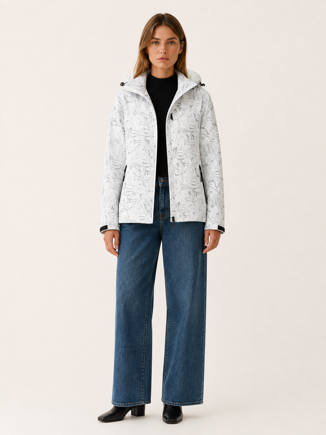 Tavrielle | Women's Leaf Print Hooded Rain Jacket