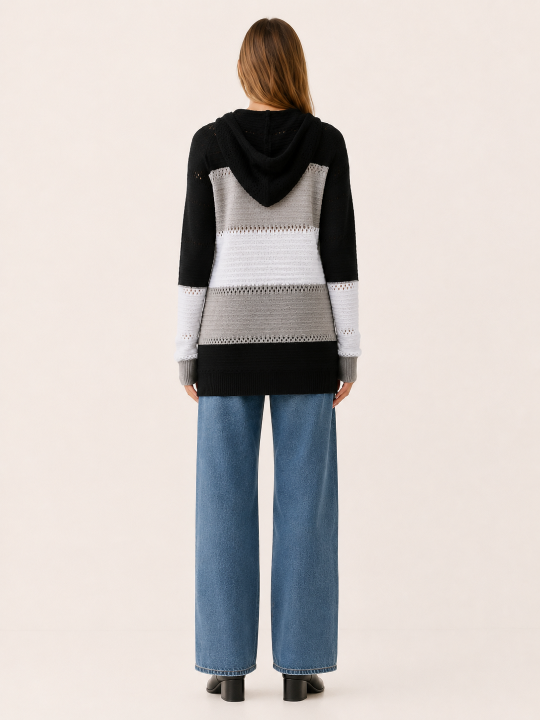 Tessara | Hooded Jumper with Contrast Panels and Eyelet Detail