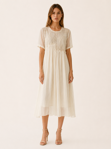 Theda | Chiffon Midi Dress with Asymmetric Hem Boho Summer Dress