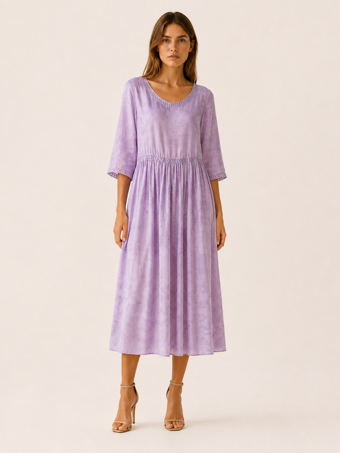 Theda | Chiffon Midi Dress with Asymmetric Hem Boho Summer Dress