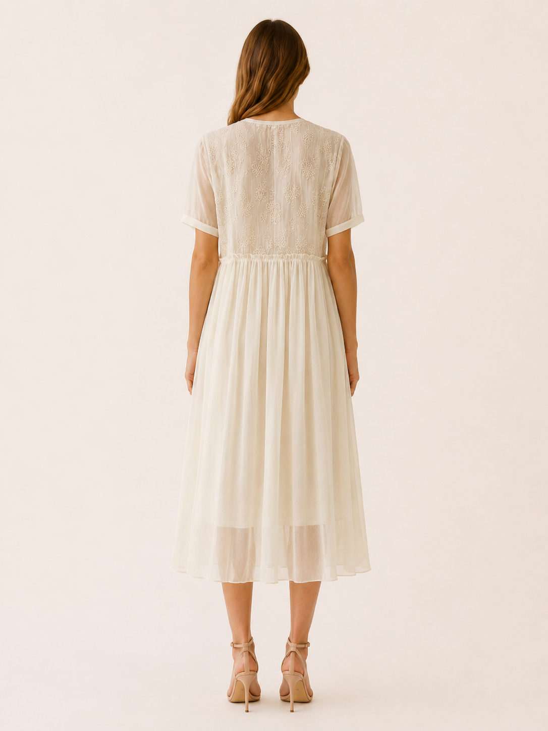Theda | Chiffon Midi Dress with Asymmetric Hem Boho Summer Dress