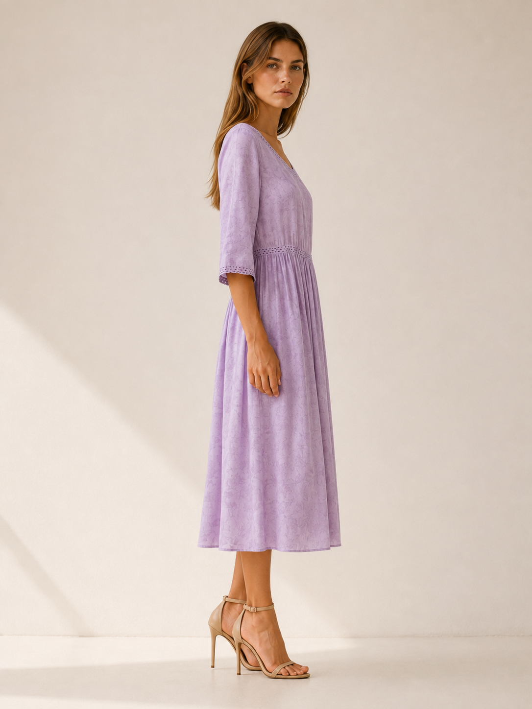 Theda | Chiffon Midi Dress with Asymmetric Hem Boho Summer Dress