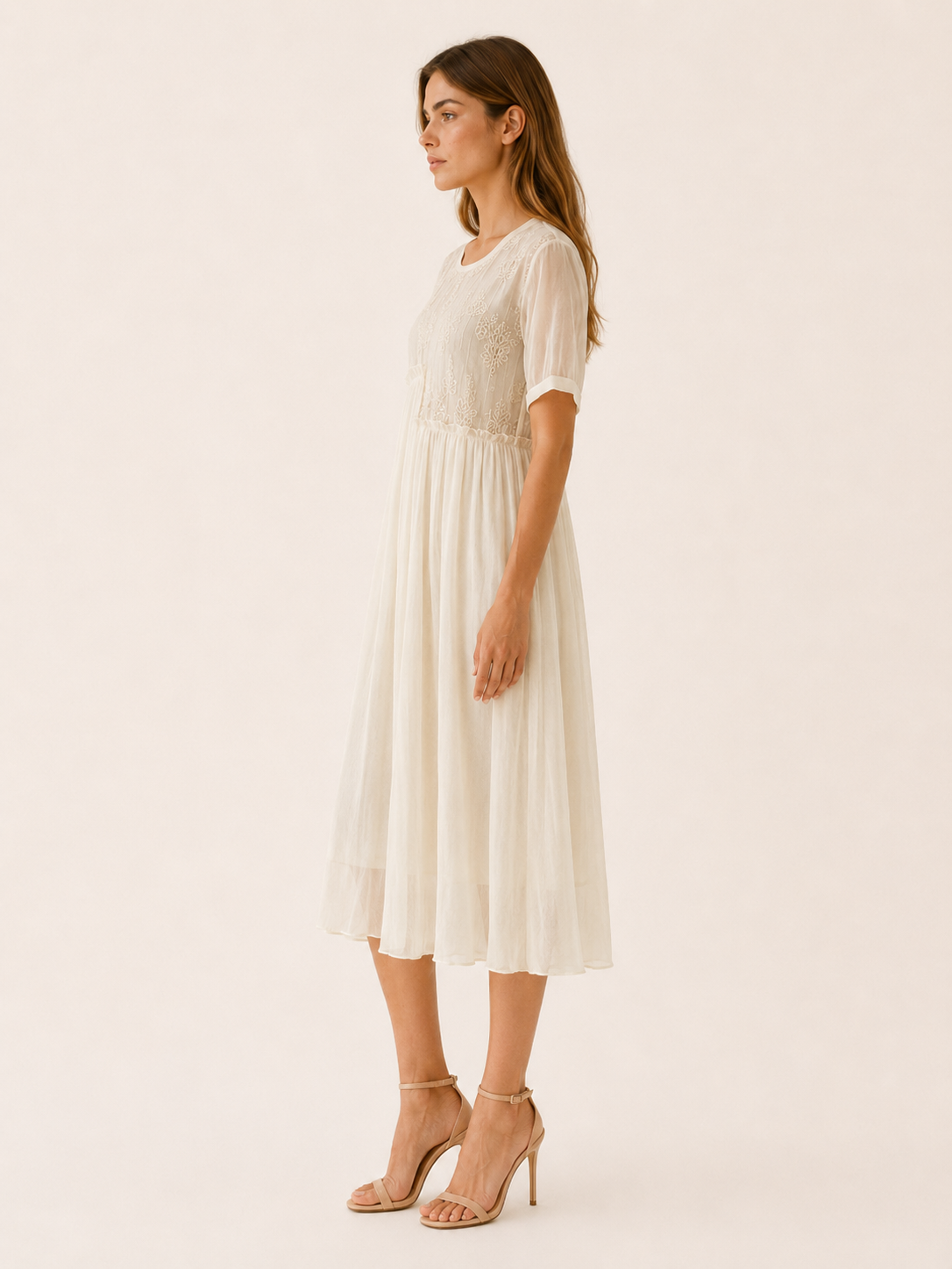 Theda | Chiffon Midi Dress with Asymmetric Hem Boho Summer Dress