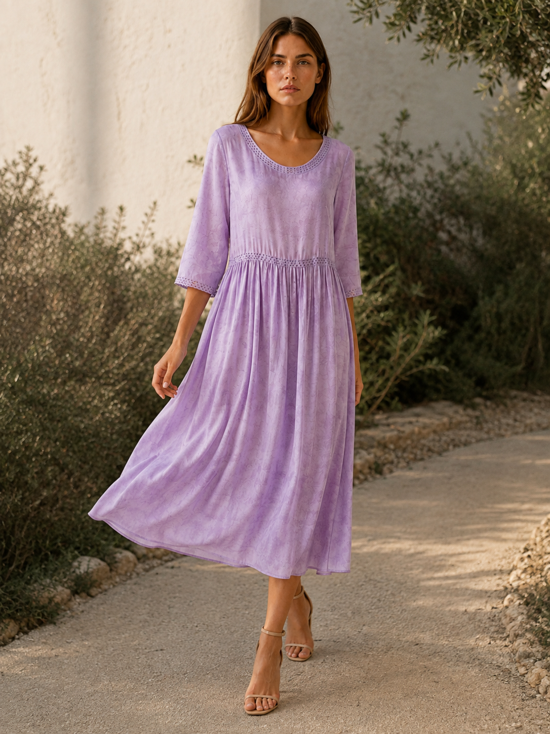 Theda | Chiffon Midi Dress with Asymmetric Hem Boho Summer Dress