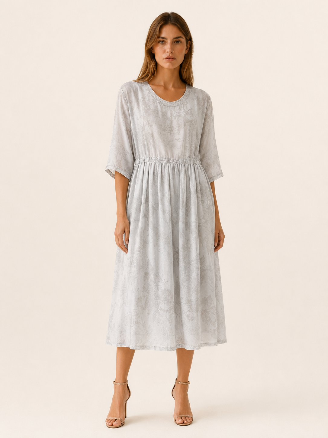 Theda | Chiffon Midi Dress with Asymmetric Hem Boho Summer Dress