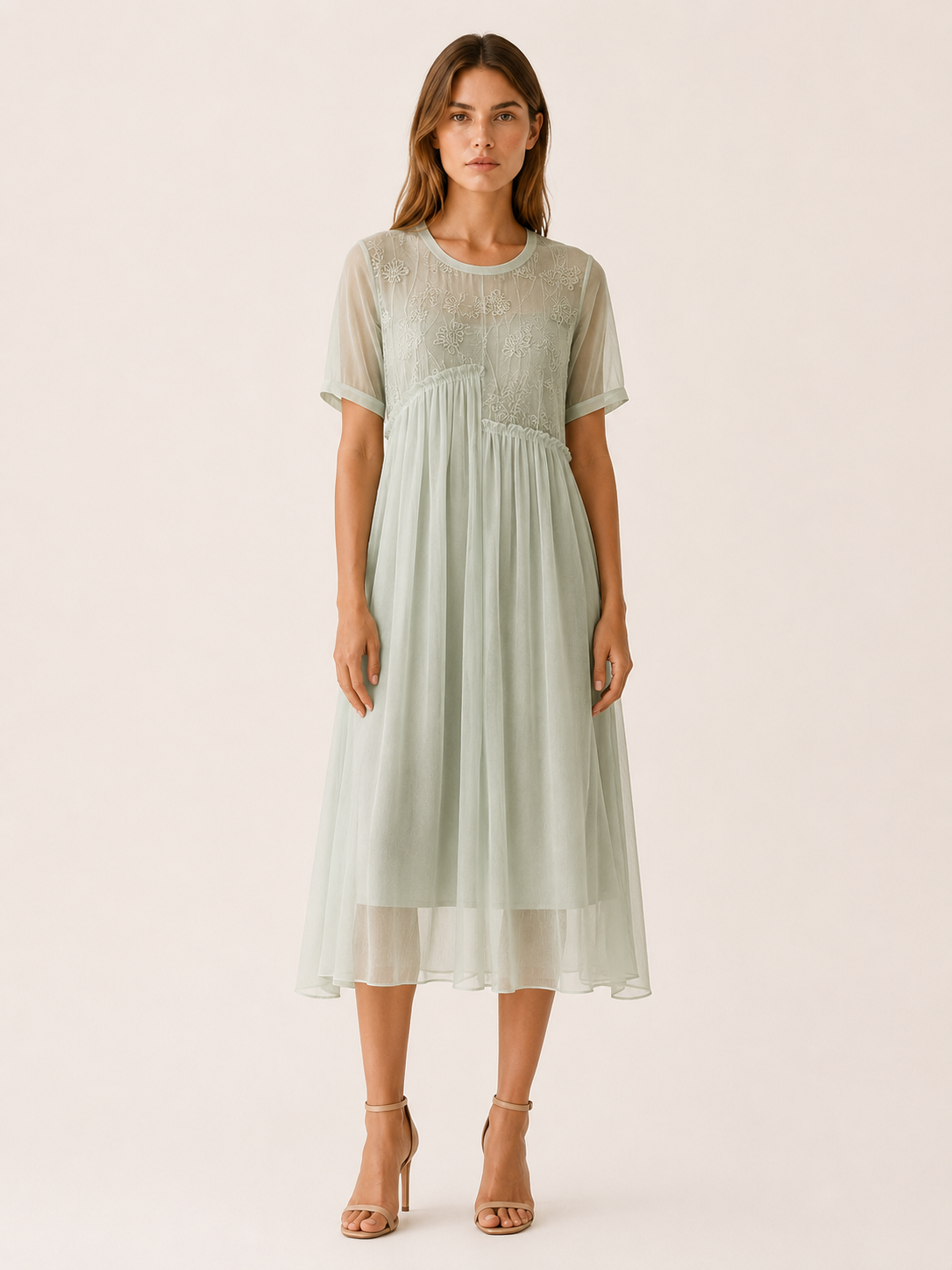 Theda | Chiffon Midi Dress with Asymmetric Hem Boho Summer Dress