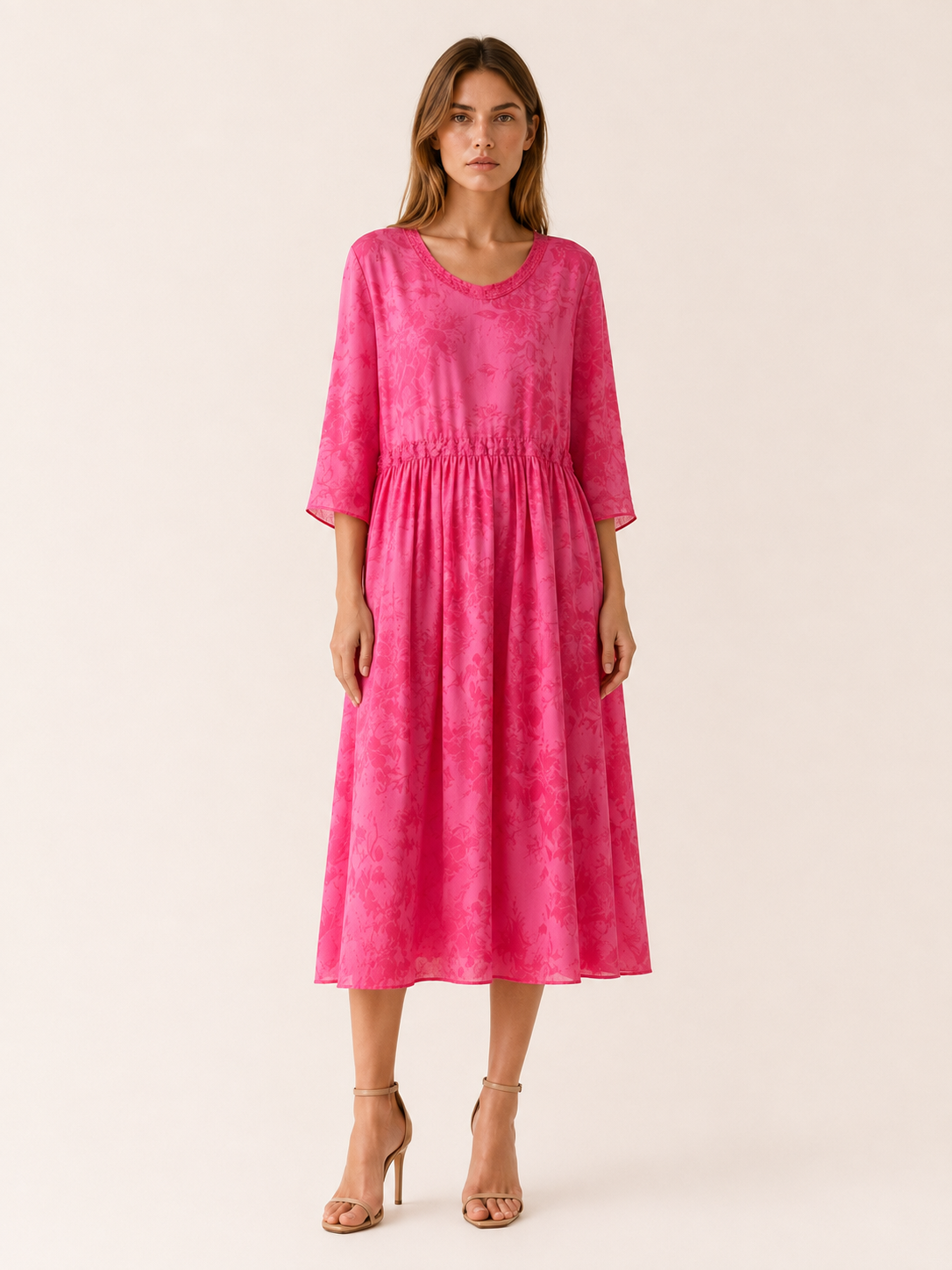 Theda | Chiffon Midi Dress with Asymmetric Hem Boho Summer Dress
