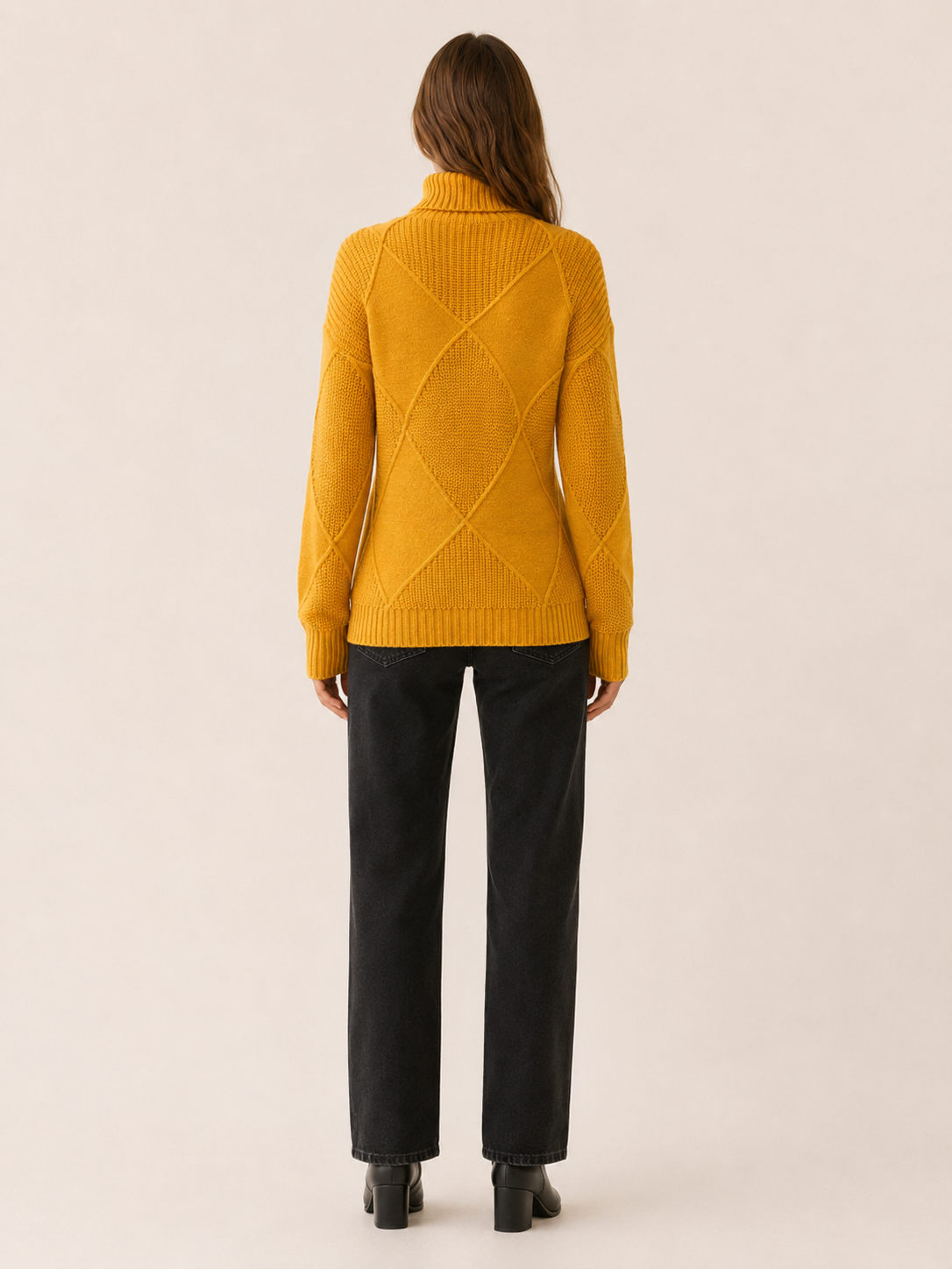 Thessaly | Roll Neck Jumper with Geometric Detail