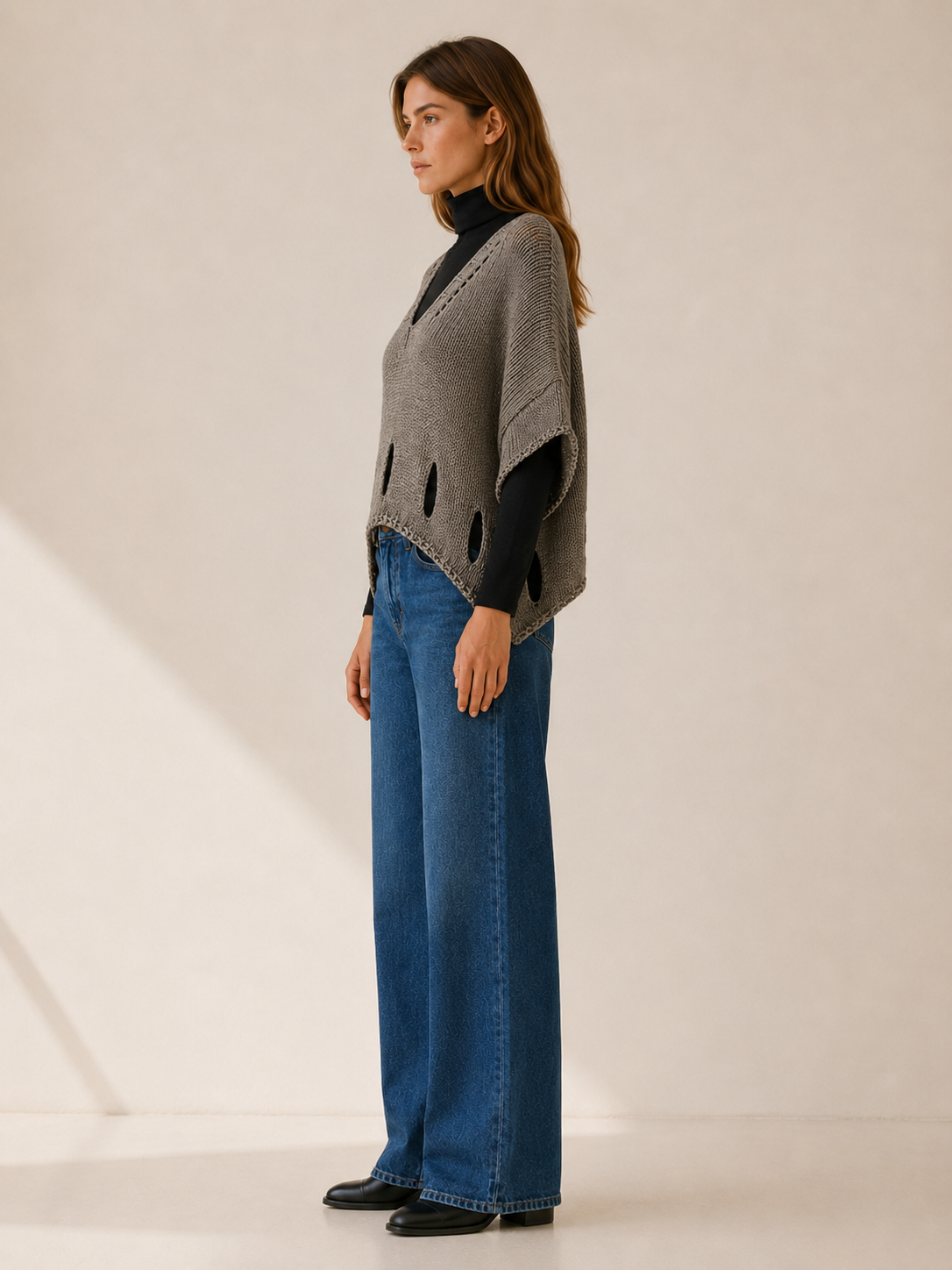 Thessamira | Knit Sweater with Scoop Neck and Cutout Detail