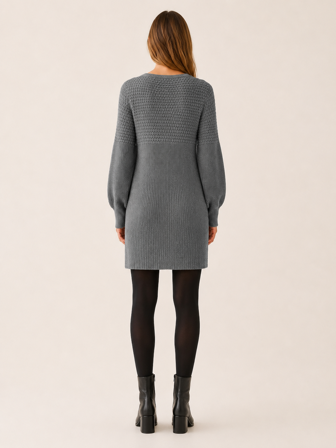 Thessavine | Jumper Dress with V-Neck and Balloon Sleeves