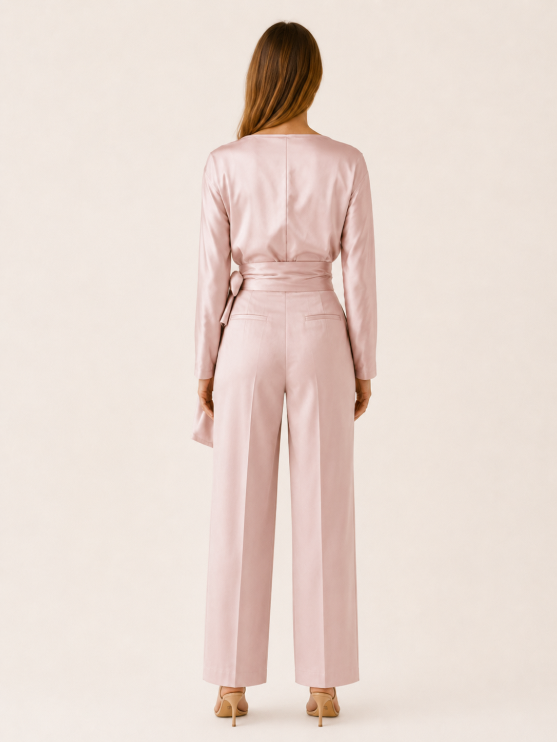 Thessia | Wrap Top with Bow Detail Satin Blouse