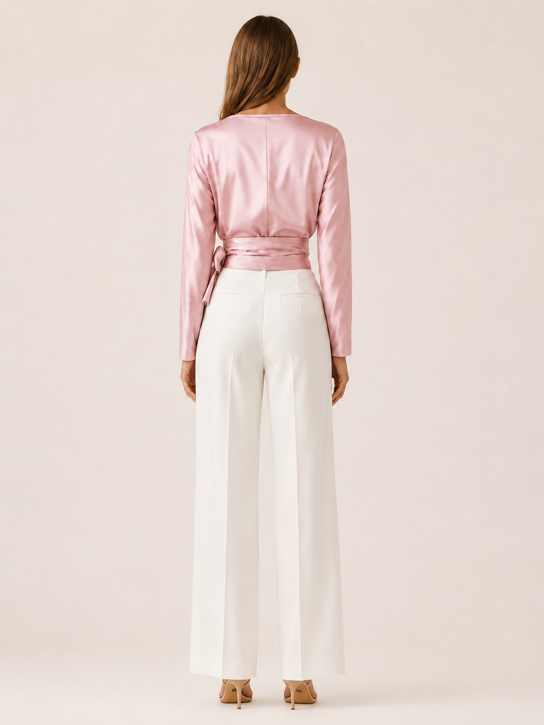 Thessia | Wrap Top with Bow Detail Satin Blouse