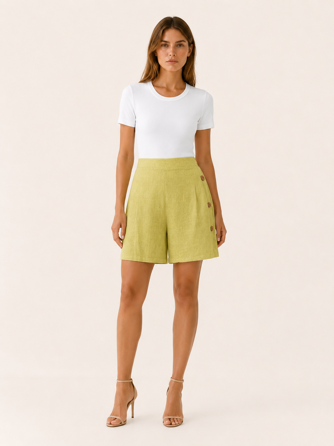 Tierney | Button Side Shorts with Elastic Waist Relaxed Fit