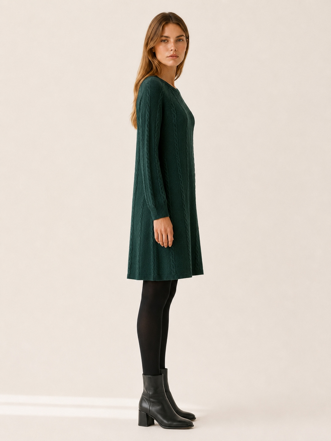 Tirzah | Jumper Dress with Textured Detail and A-Line Fit