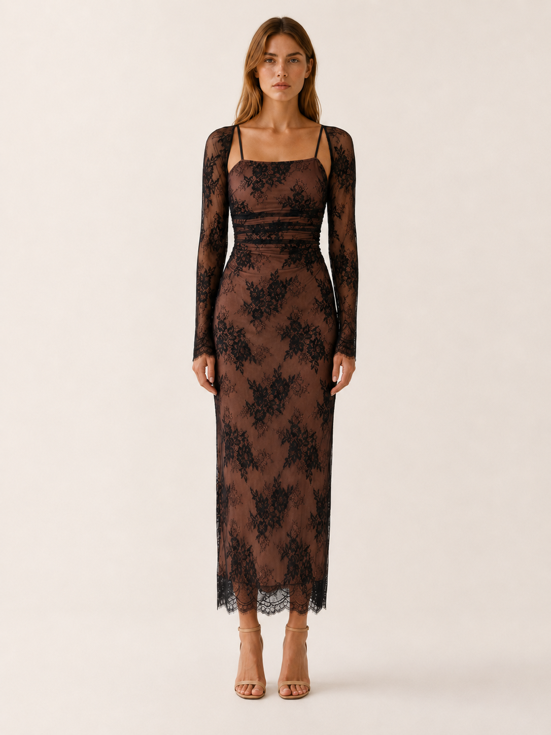 Twyla | Lace Maxi Dress with Square Neckline