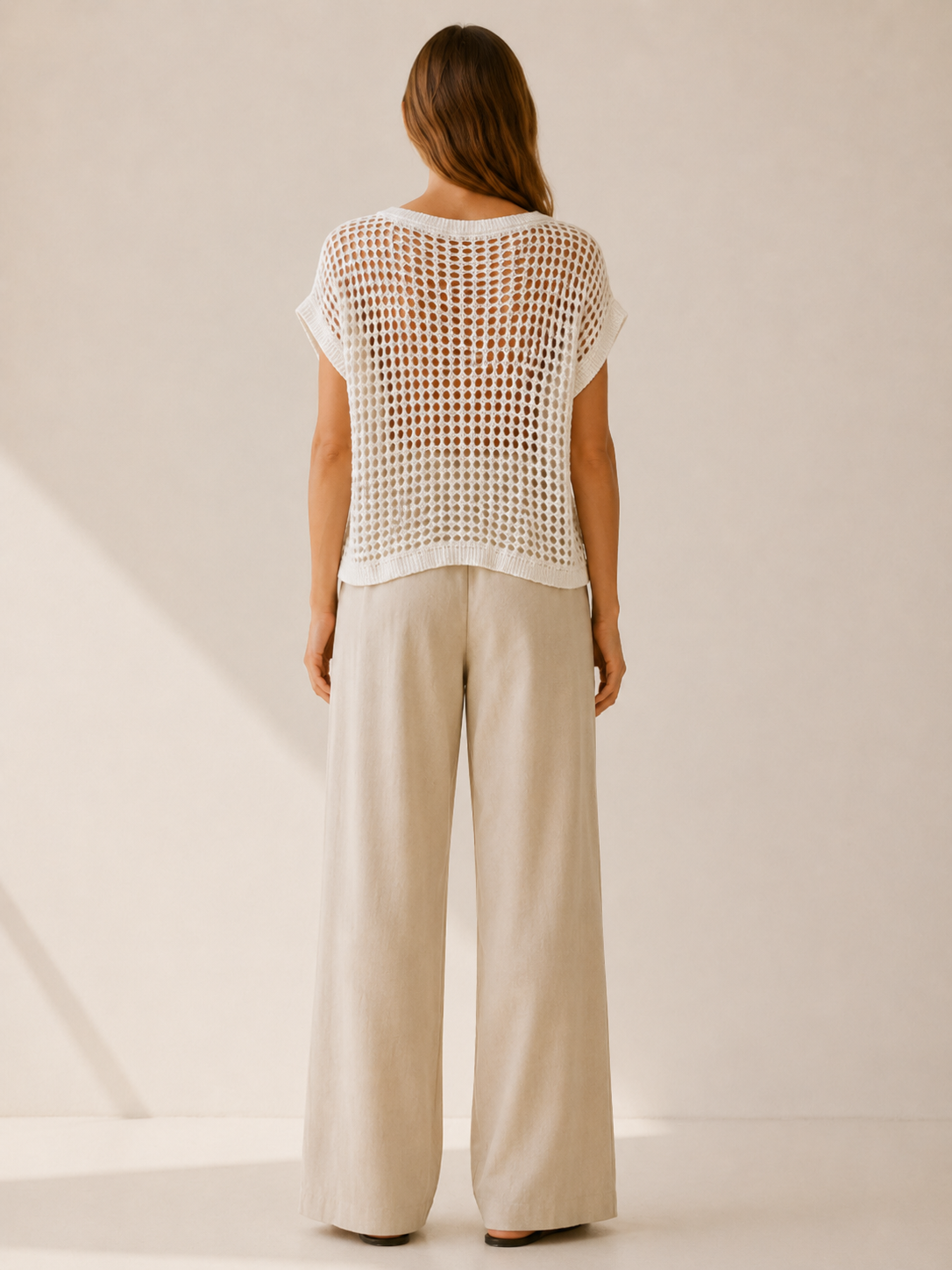 Velmira | Knit Top with Hollow Detail Off-Shoulder Fit